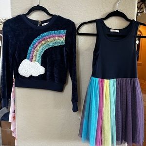 Truly Me Girls 2pc Multi-colored Tutu Dress & Knit Top. Size 10. NWOT